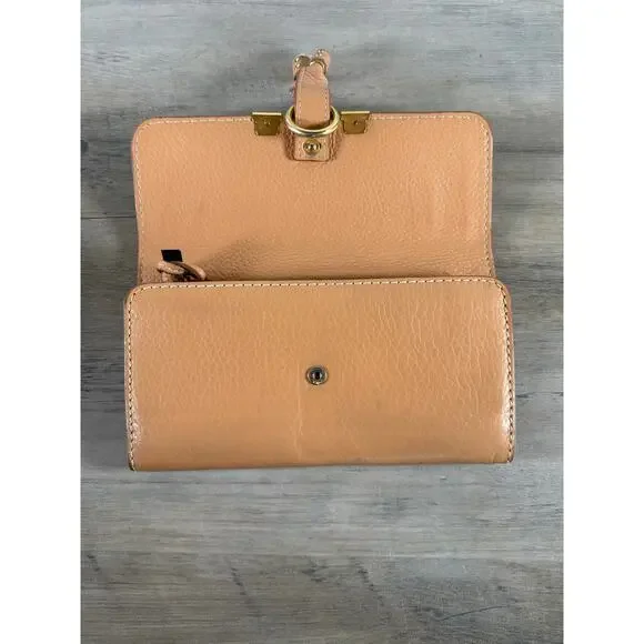 Chloe Maurice Tan Leather Wallet- Excellent Used Condition- Dust Bag Box Cert Au